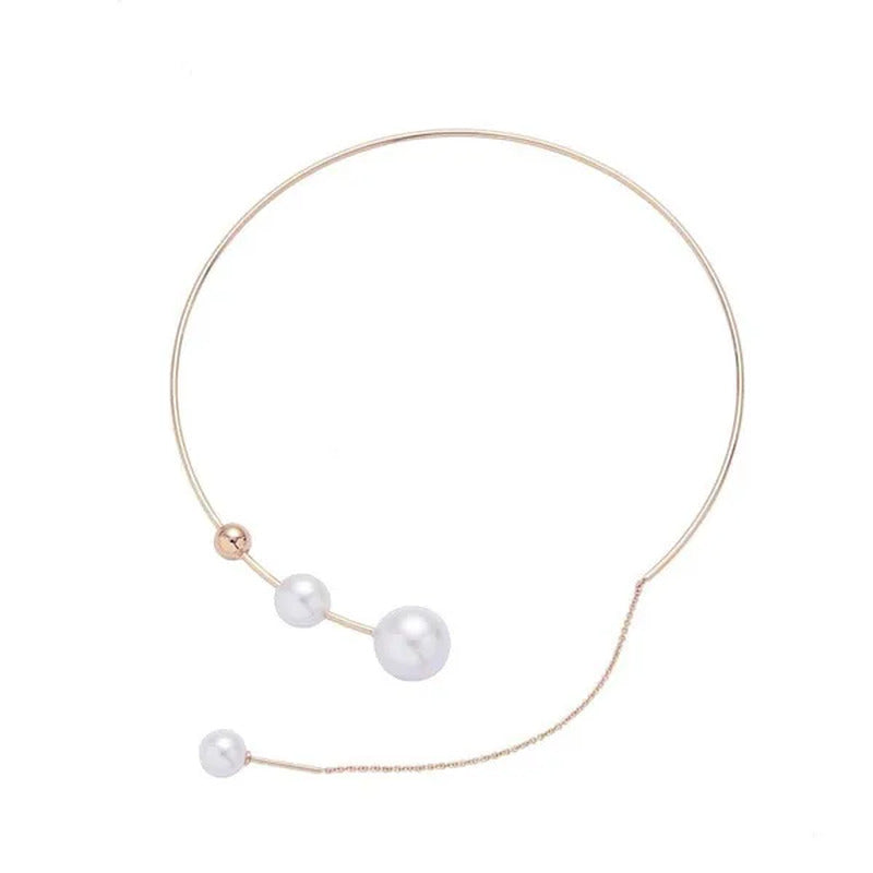 1Pcs Pearl Choker Necklace Elegant Big White Imitation Pearl Choker Necklace Cla