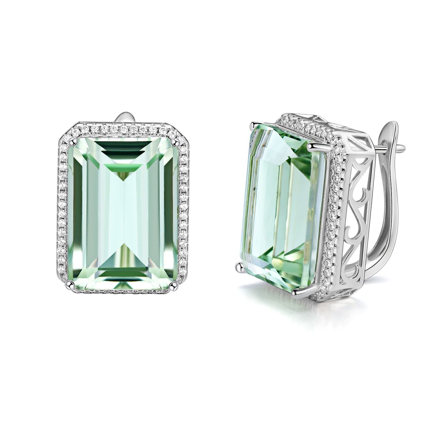 Luxurious and High-Grade Natural Green Crystal Earrings, Fashionable Design, S92