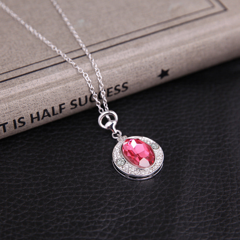 Diamond Peach Ruby Jewelry Set European and American