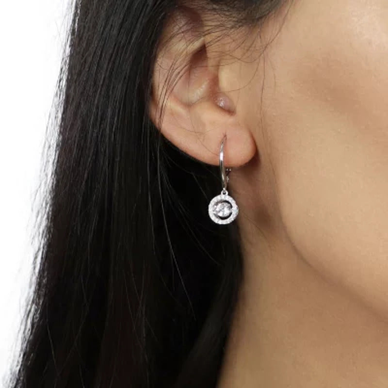 925 Sterling Silver Dancing Lab Created White Sapphire Pendant and Earring Set