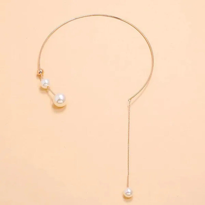 1Pcs Pearl Choker Necklace Elegant Big White Imitation Pearl Choker Necklace Cla