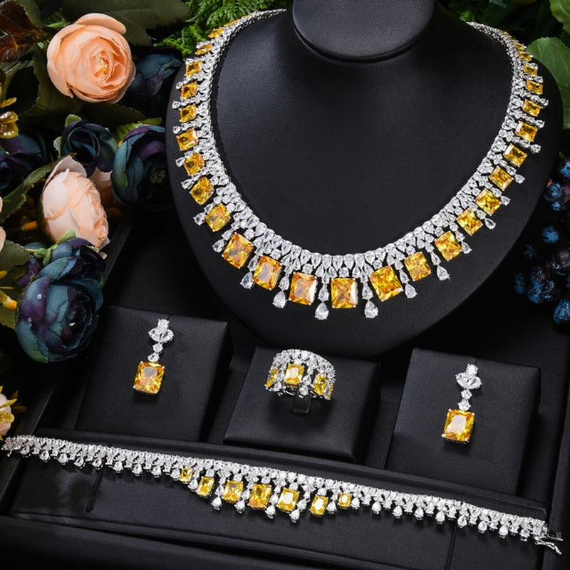 Luxury Princess 2PCS Tassels Statement Jewelry Set for Women Wedding Party