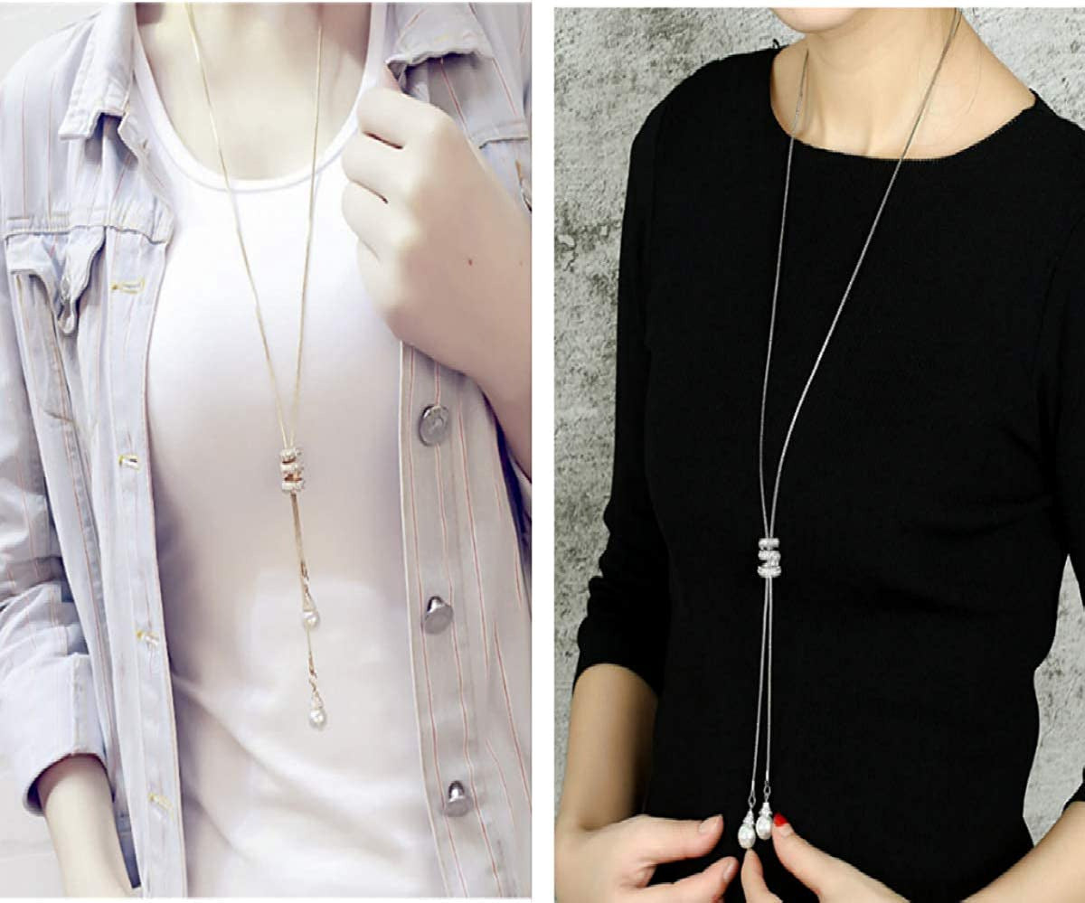 Spiral Pearl Pendant Long Necklace for Women Sweater Chain Statement Necklace Ch
