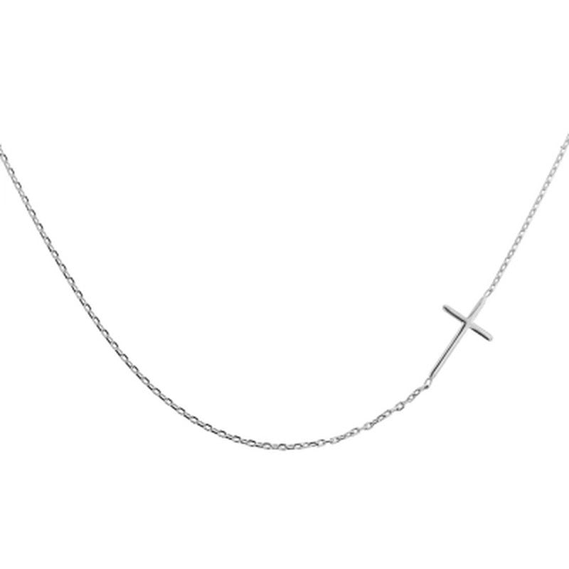 14K Gold 18" Sideways Cross Necklace