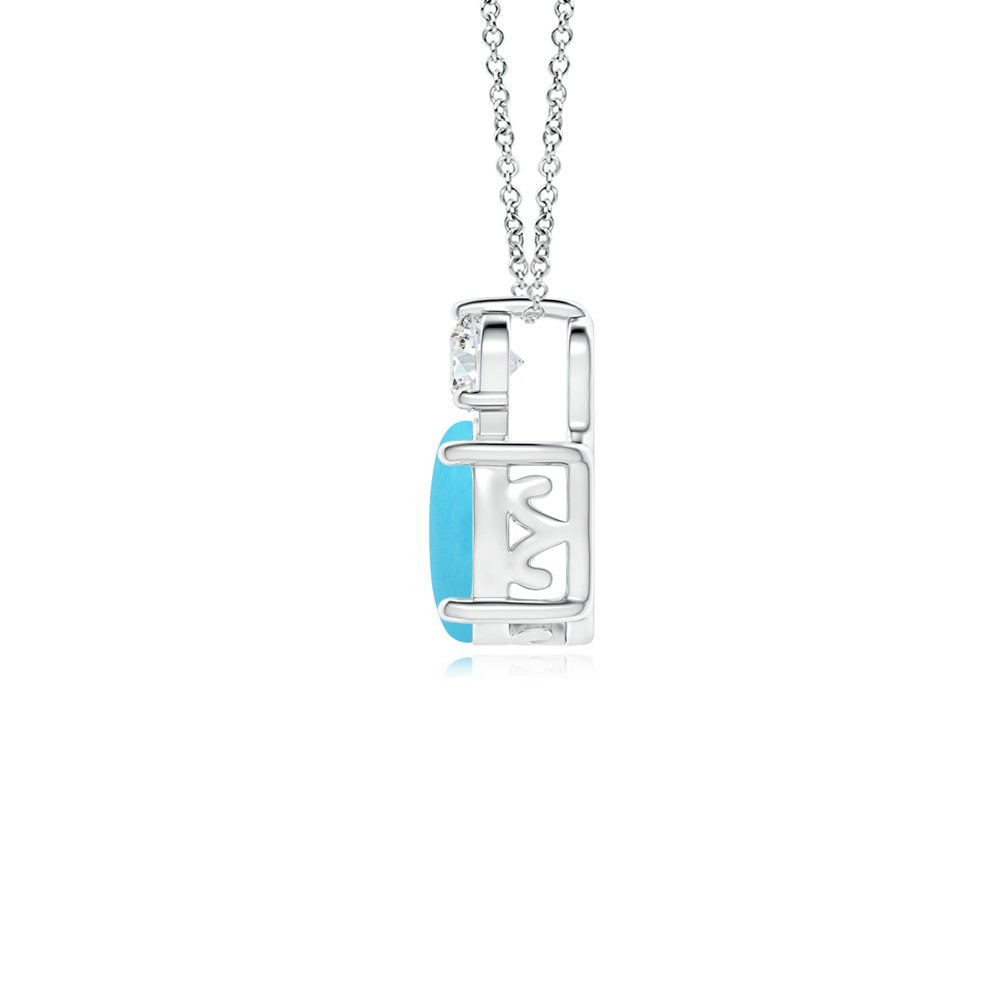 ANGARA Natural Turquoise Solitaire Pendant Necklace for Women, Girls in Sterling