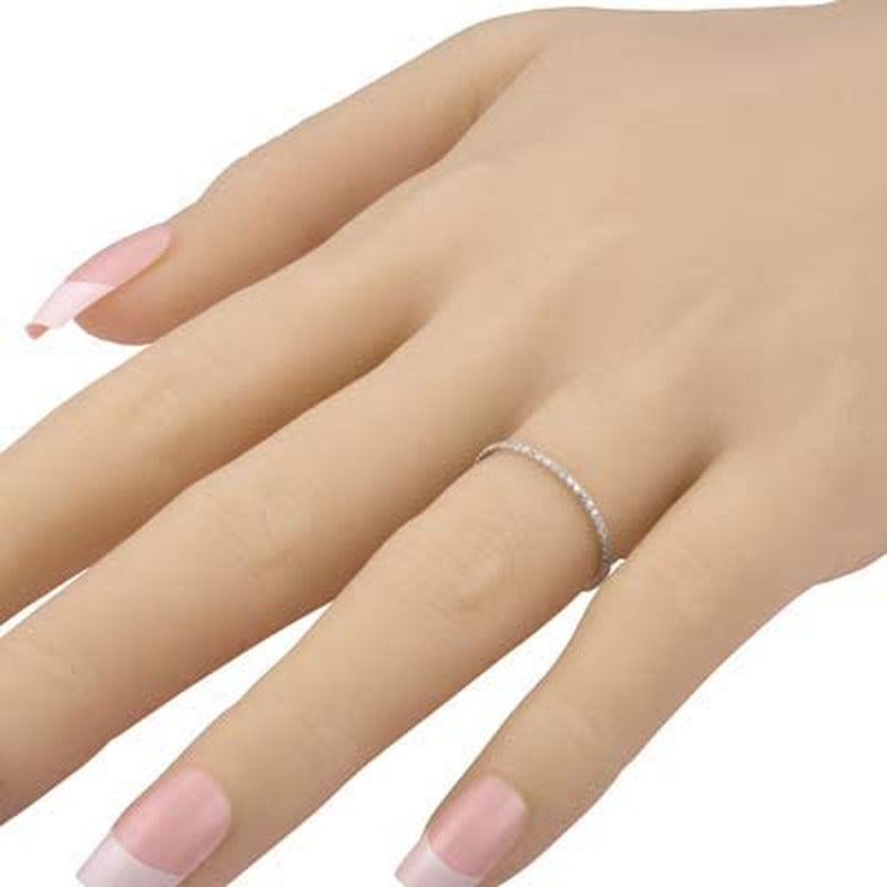 1/10 Cttw 14K Gold Dainty Half Band Natural Diamond Wedding Anniversary Ring (G-