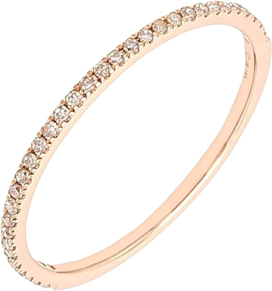 1/10 Cttw 14K Gold Dainty Half Band Natural Diamond Wedding Anniversary Ring (G-
