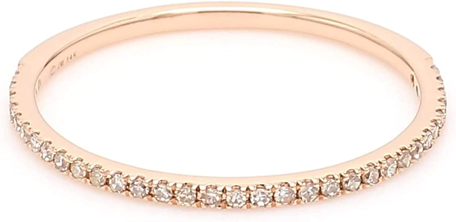1/10 Cttw 14K Gold Dainty Half Band Natural Diamond Wedding Anniversary Ring (G-