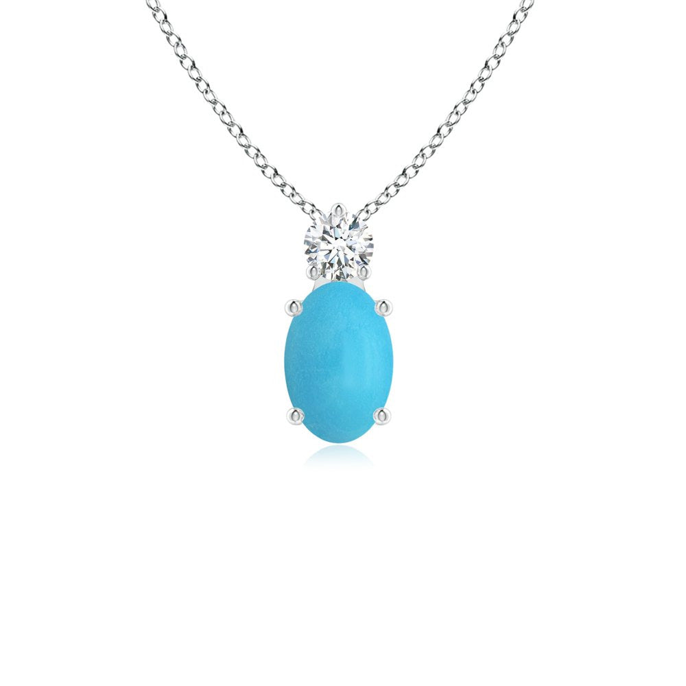 ANGARA Natural Turquoise Solitaire Pendant Necklace for Women, Girls in Sterling