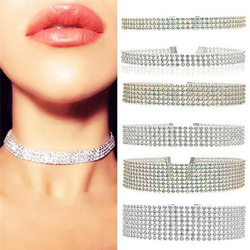 Full Diamond Necklace Chain Link Layer Necklace Gift for Women Jewelry