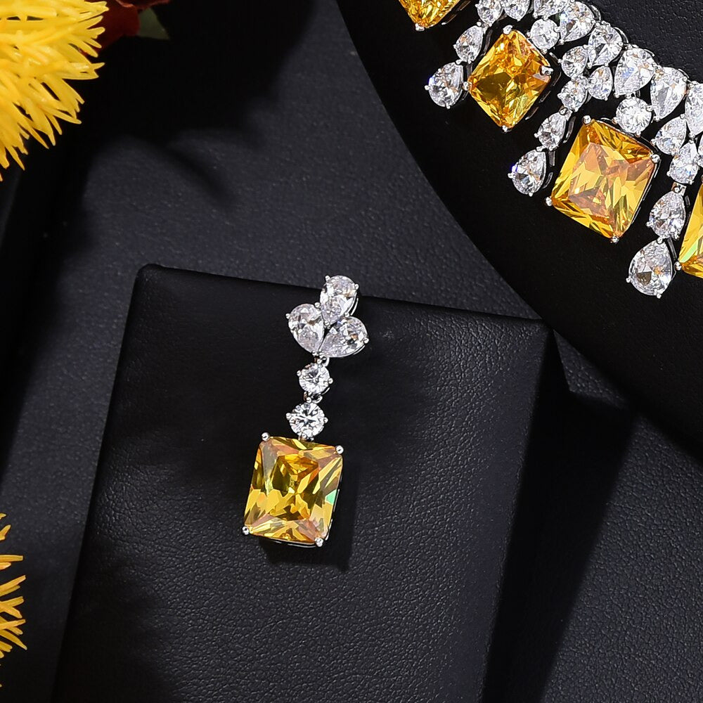 Luxury Princess 2PCS Tassels Statement Jewelry Set for Women Wedding Party