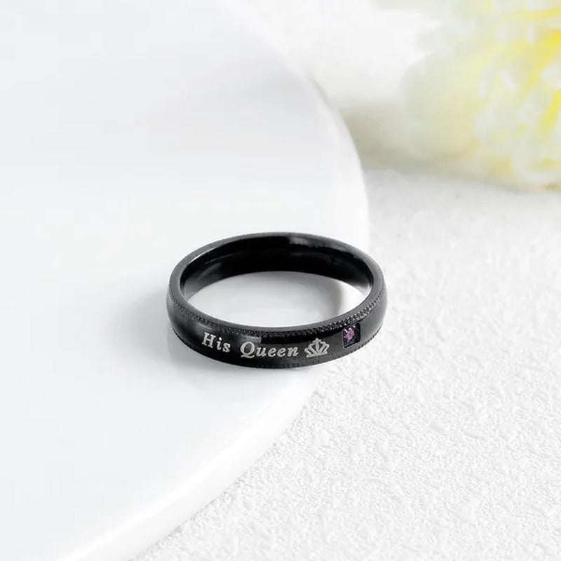 His Queen and Her King Stainless Steel Couple Ring Engagement Wedding Ring for L