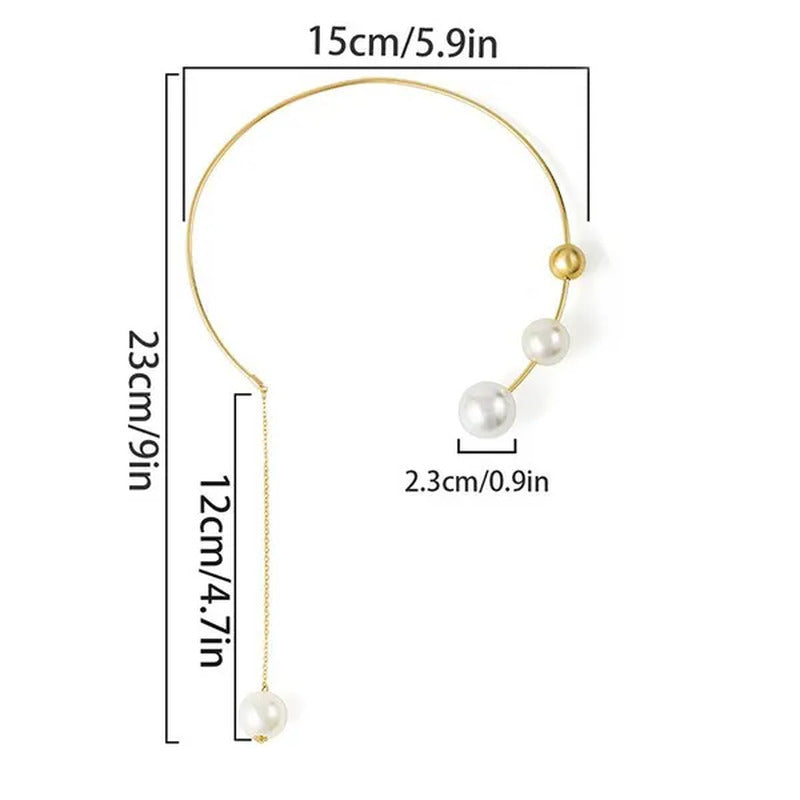 1Pcs Pearl Choker Necklace Elegant Big White Imitation Pearl Choker Necklace Cla