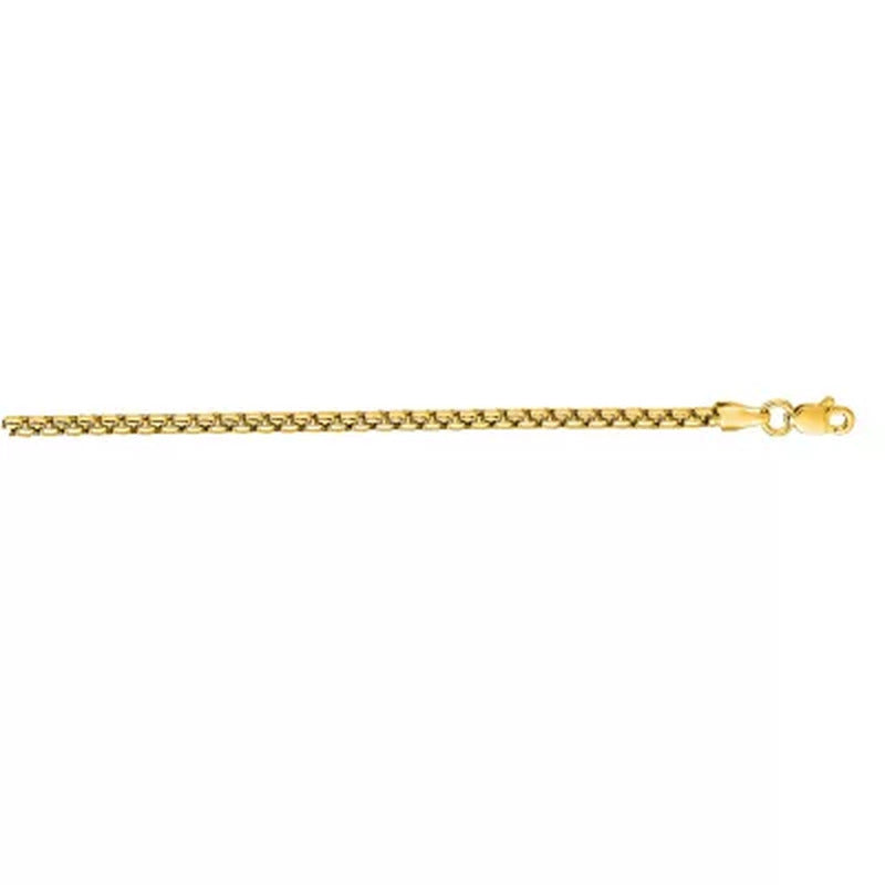 Hollow round Box Necklace 22", 2.4Mm in 14K Yellow Gold