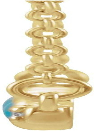 3 Three Stone Turquoise and 1/8 Cttw Diamond Bar Charm Pendant (30Mm X 4.2Mm) (.