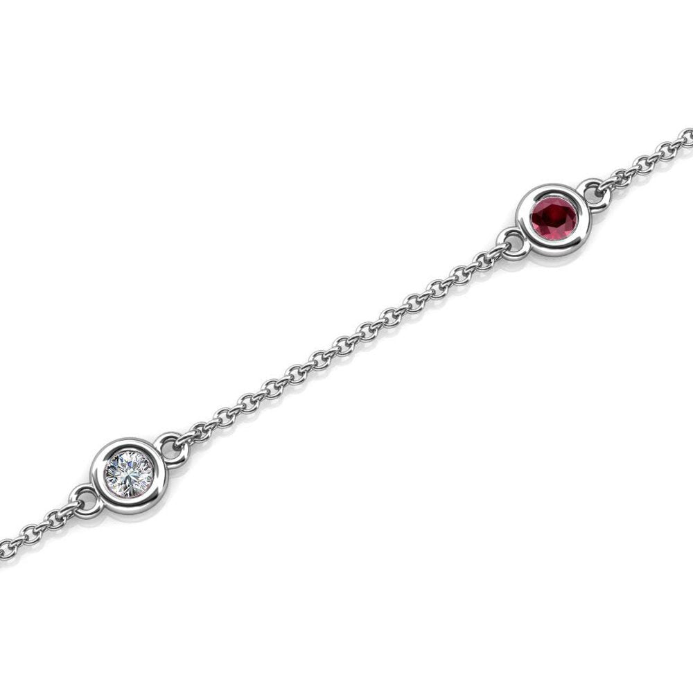 Holiday Offer - Ruby and Lab Grown Diamond 3Mm Womens Station Bracelet 0.51 Ctw