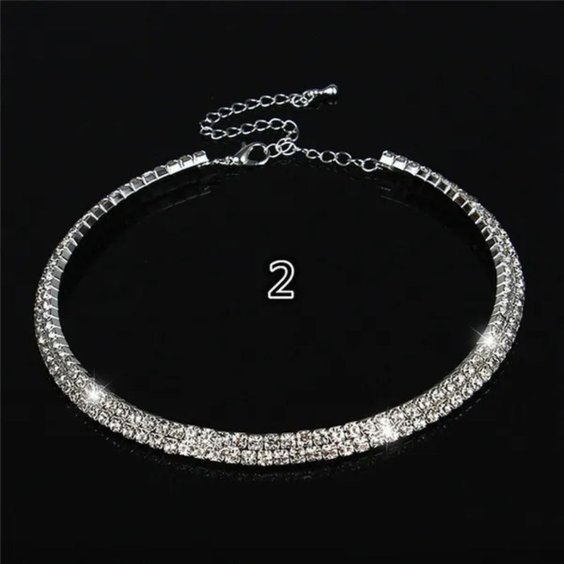Full Diamond Necklace Chain Link Layer Necklace Gift for Women Jewelry