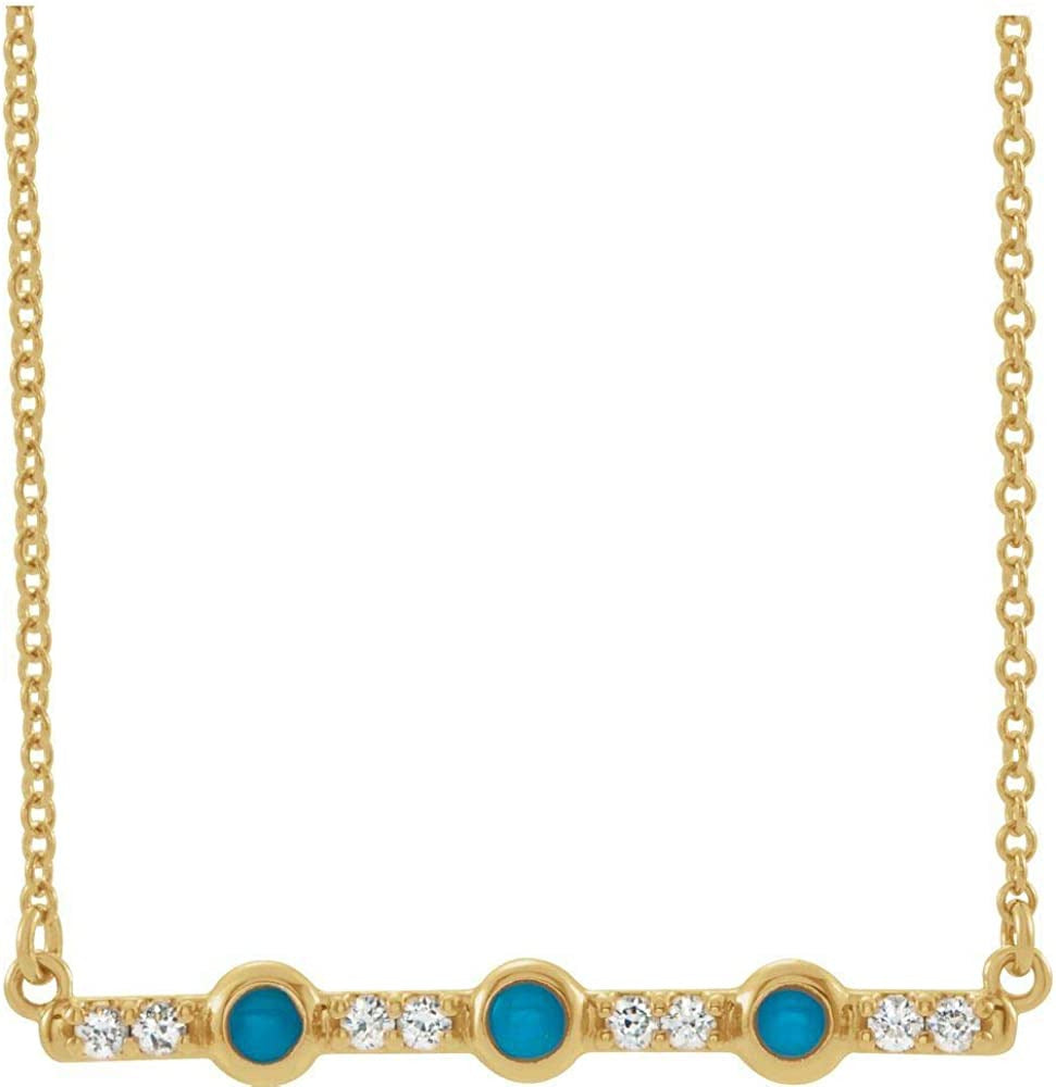 3 Three Stone Turquoise and 1/8 Cttw Diamond Bar Charm Pendant (30Mm X 4.2Mm) (.