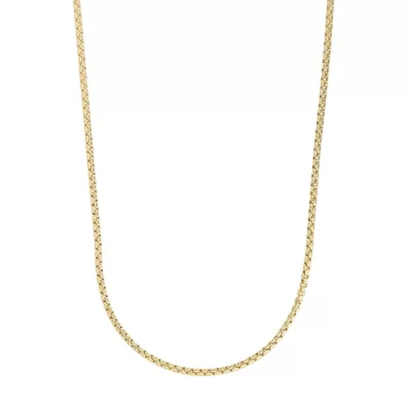 Hollow round Box Necklace 22", 2.4Mm in 14K Yellow Gold