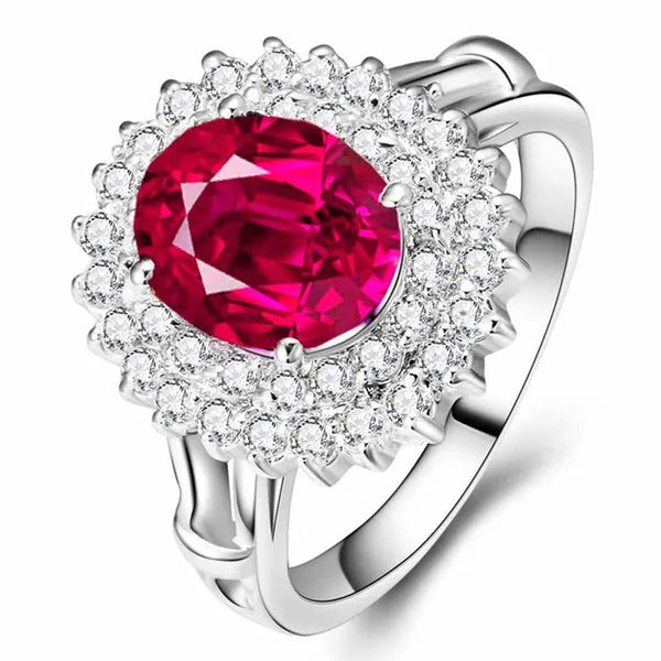 925 Silver Ruby Birthstone Gemstones Engagement Wedding Anniversary Ring