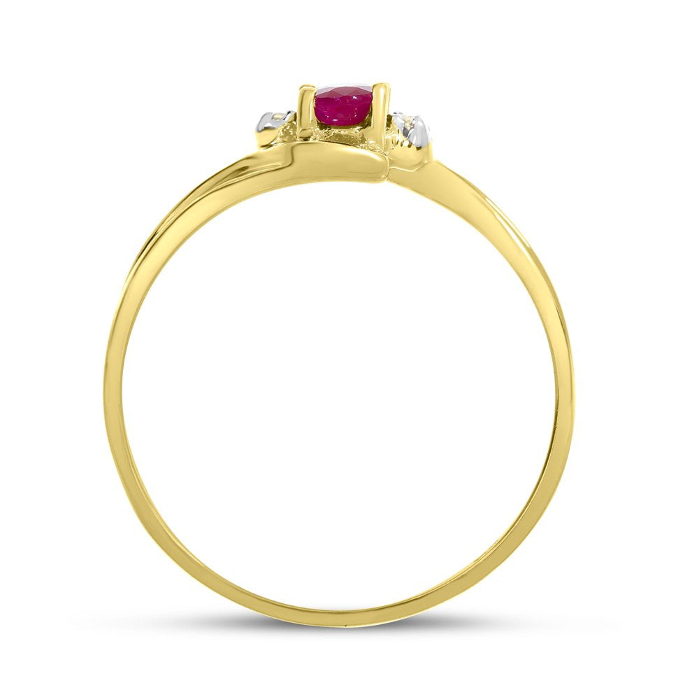 10K Yellow Gold Oval Ruby and Diamond Ring