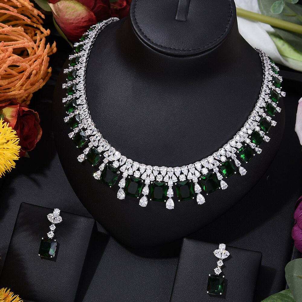 Luxury Princess 2PCS Tassels Statement Jewelry Set for Women Wedding Party