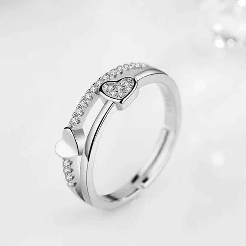 1 Pc New Cute Women Copper Ring Heart Shape Rings Girl Daily Casual Party Gemsto