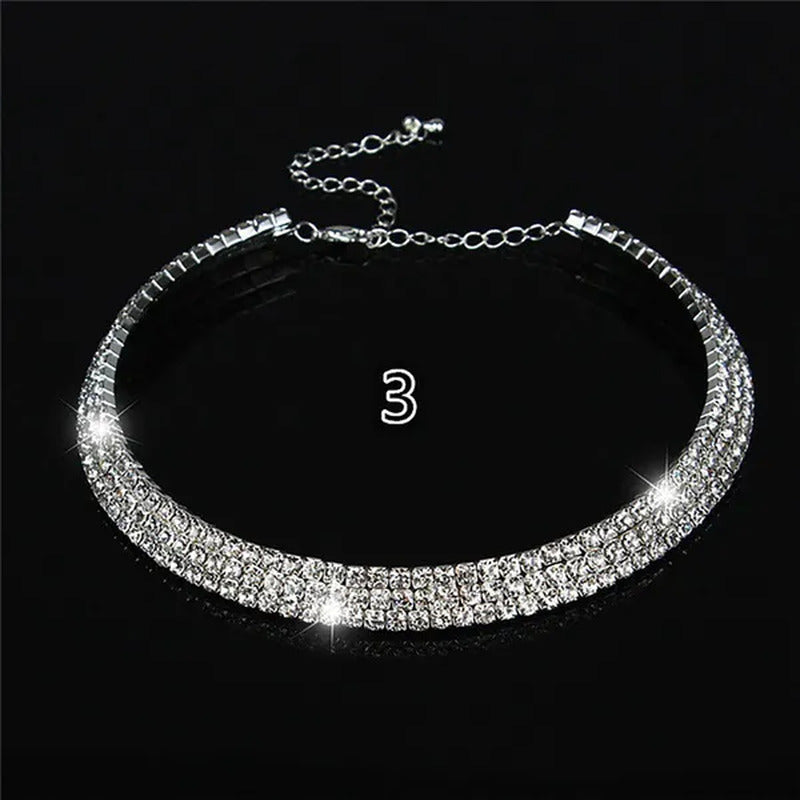 Full Diamond Necklace Chain Link Layer Necklace Gift for Women Jewelry