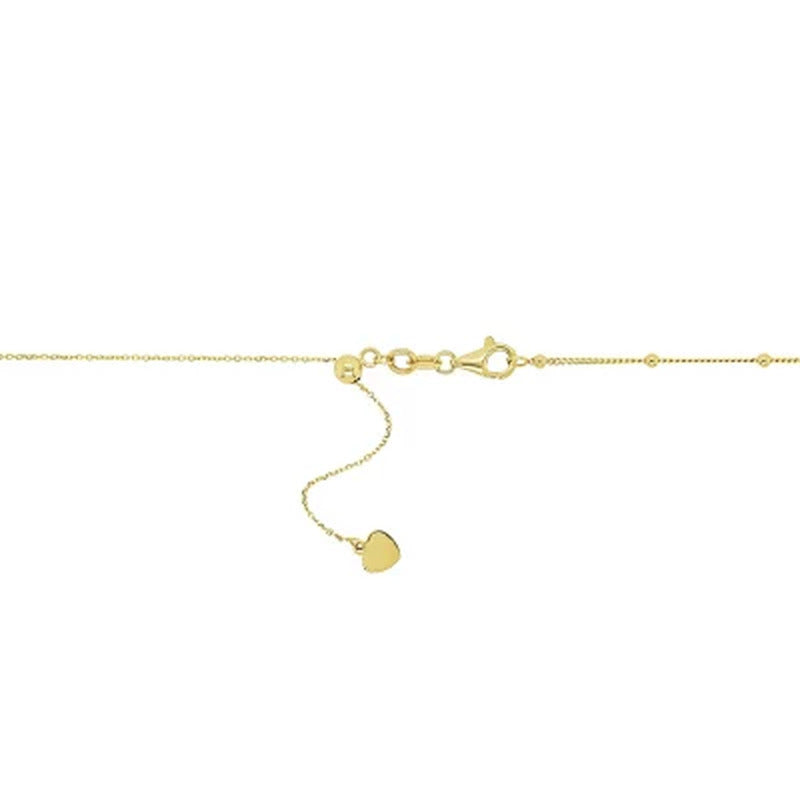 14K Gold Moon and Star Choker with Beads, 16"