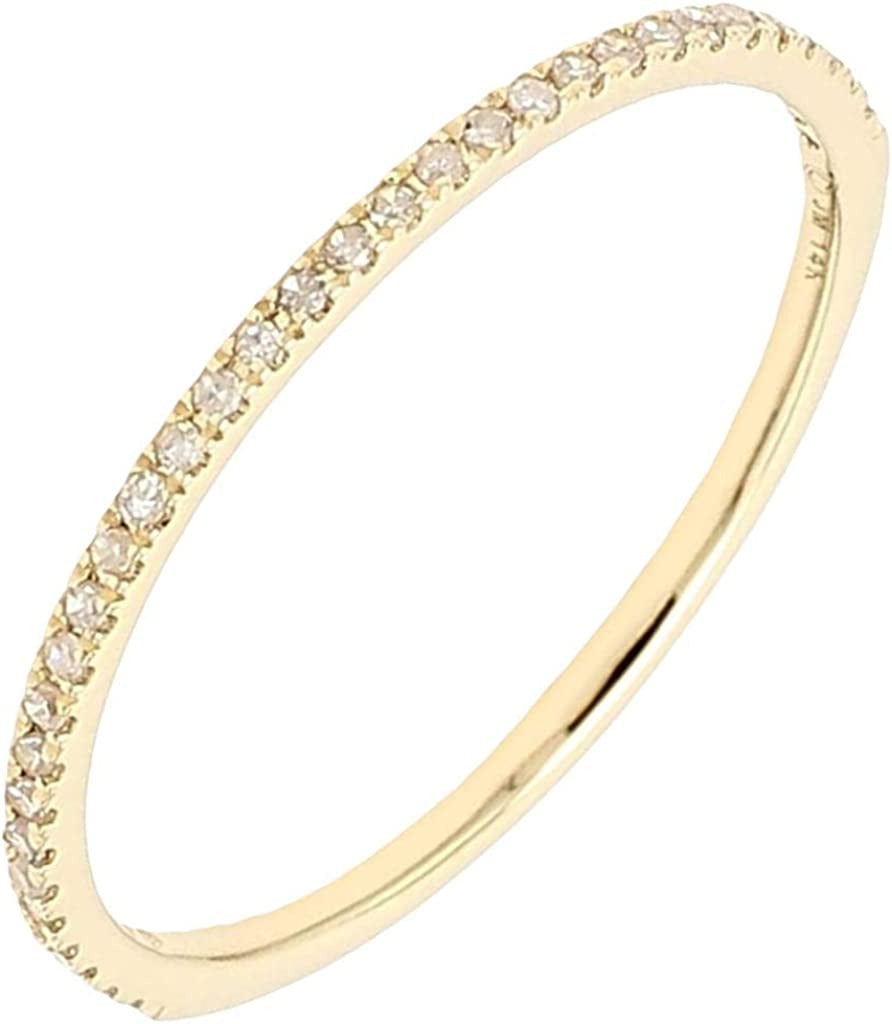 1/10 Cttw 14K Gold Dainty Half Band Natural Diamond Wedding Anniversary Ring (G-