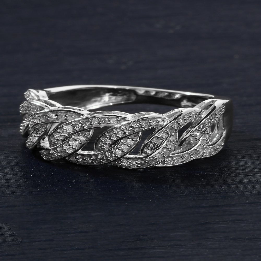 Imperial 1/4Ct TDW Diamond 10K White Gold Cuban Link Men'S Ring (H-I, I2)
