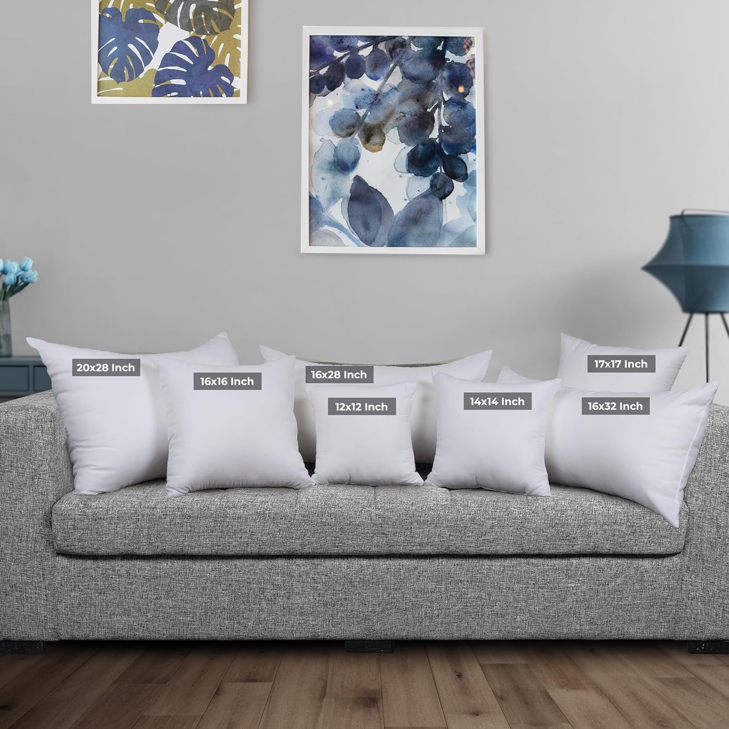 Throw Pillows Insert (Pack of 2, White) - 12 X 12 Inches Bed and Couch Pillows - Indoor Decorative Pillow