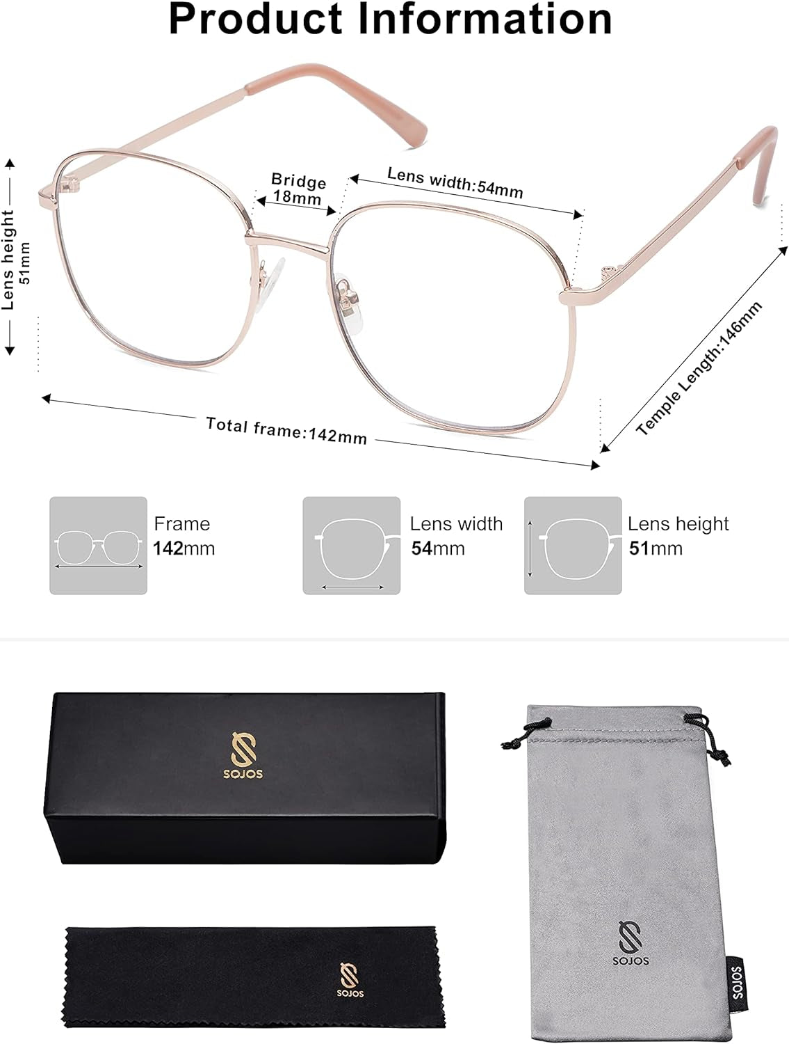 Classic Square Blue Light Blocking Glasses for Women Men Stylish Computer Glasses SJ1137