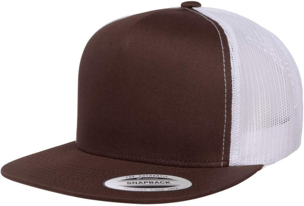 Yupoong 5-Panel YP Classic Trucker Cap | High Profile Flat Visor Snapback | OSFM | Bulk Packs Available