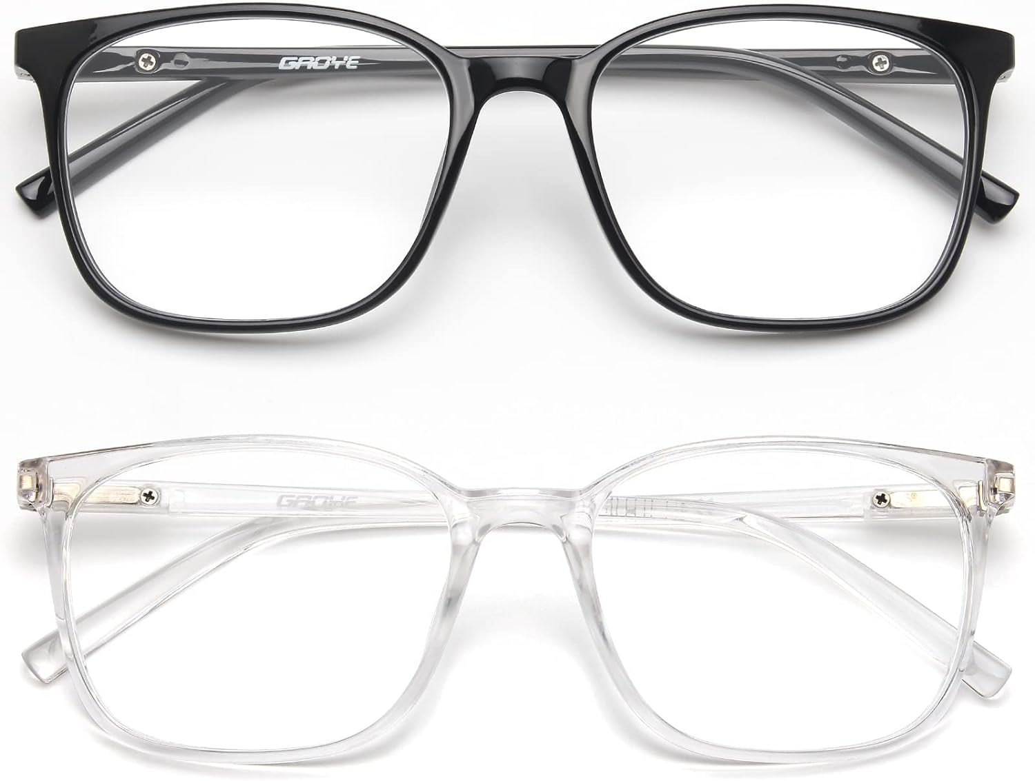 2 Pack Blue Light Blocking Glasses Women/Men, Computer Gaming Fake Eyeglasses Anti UV Ray-Spring Hinge