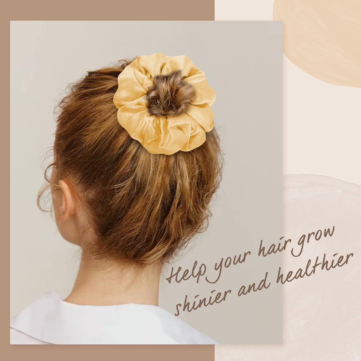 100% Mulberry Silk-Scrunchies for Hair Sleep, Women Grils Silk Hair Ties for Frizz & Breakage Curly Hair, No Damage, Elastics Ponytail Holder, 3 Pack