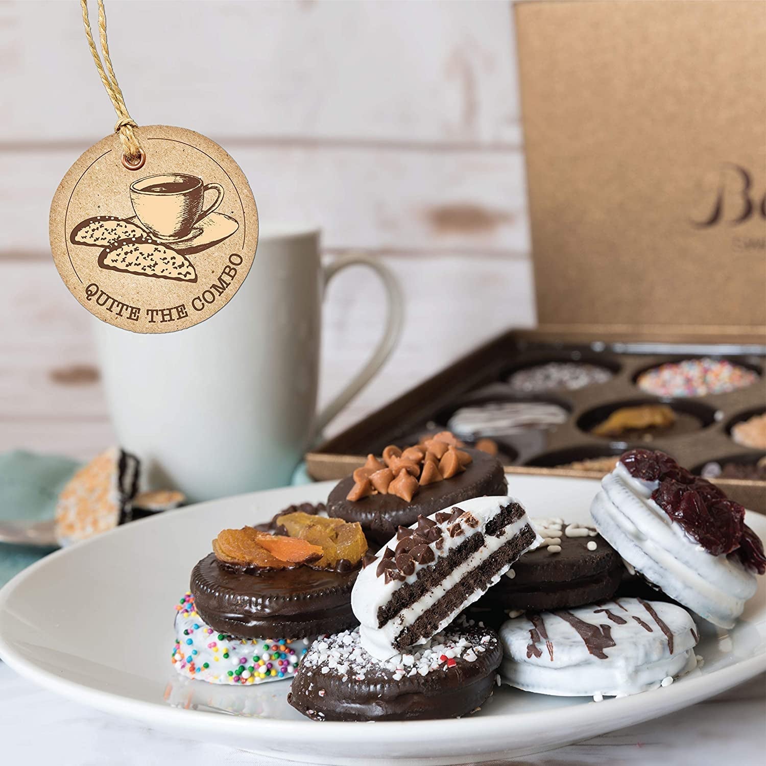 12 Chocolate Valentines Cookies Gift Basket, Gourmet Covered Candy Gift Box for Food Delivery, Cookie Gift Ideas for Galentines Friends Co-Workers