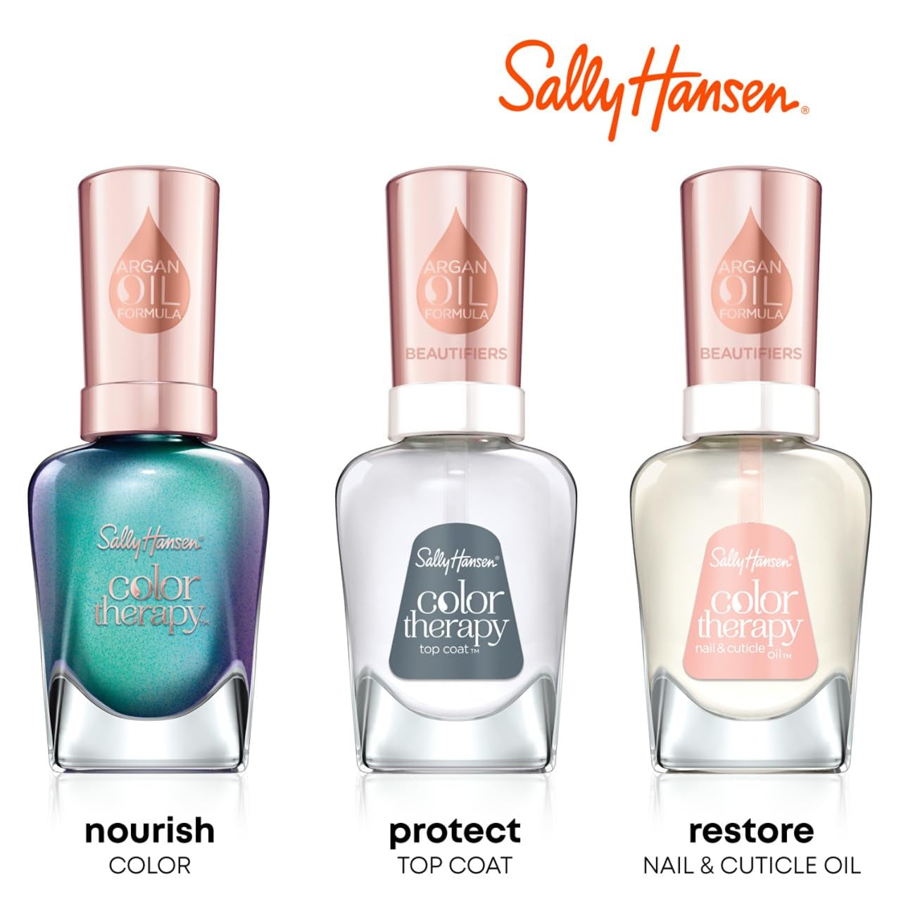 Color Therapy™, High Gloss Top Coat, Argan Oil, Long Lasting, Healthy Nails, Clear Nail Polish