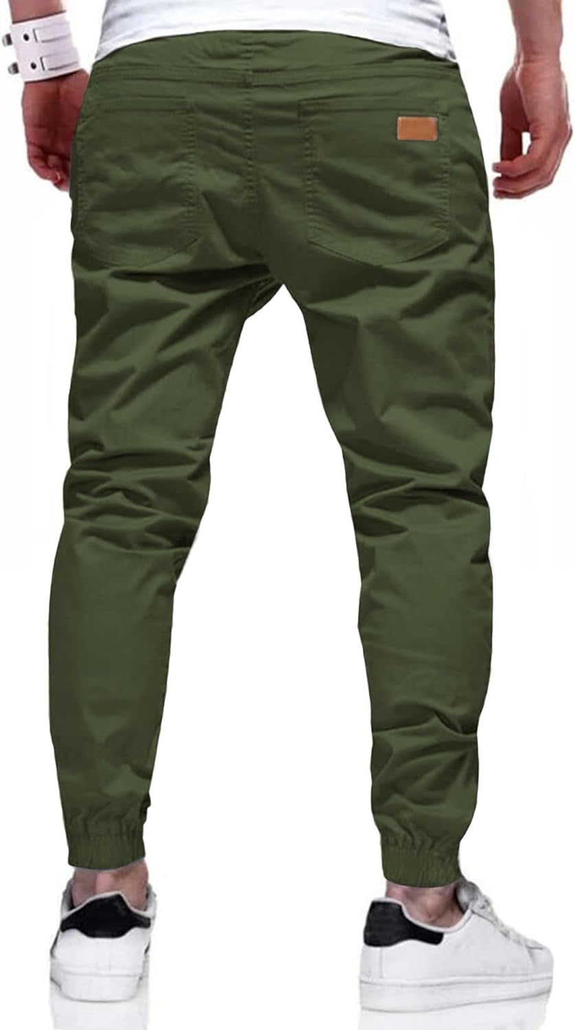 Joggers for Men Cotton Drawstring Chino Cargo Pants Hiking Outdoor Twill Track Jogger Sweatpants