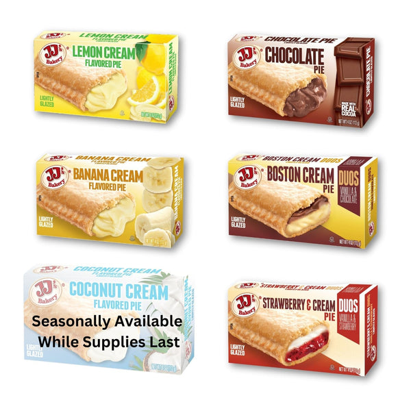 Cream Pie Variety Pack Individually Wrapped on the Go Pastry Handheld Snack Pies (Pack of 6)