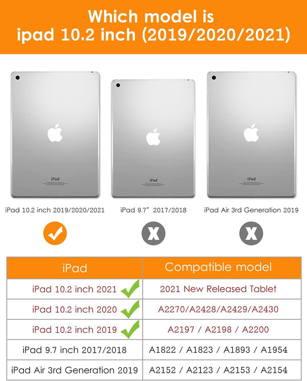 iPad 9th/ 8th/ 7th Generation 10.2 Case, Lightweight Soft TPU Back for iPad 10.2 Inch (2021/2020/2019) [Auto Wake/Sleep + Trifold Stand] - Silver