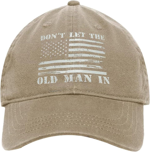 Vintage Baseball Cap Dad Hat,Old Man in Hat for Men Women,American Flag Washed Cotton Sun Hats. (Cotton, Khaki)