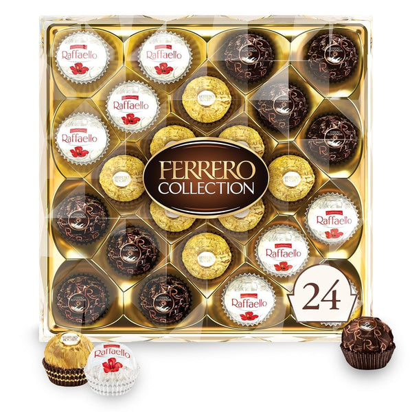 , 24 Count, Premium Gourmet Assorted Hazelnut Milk Chocolate, Dark Chocolate and Coconut Chocolates, Chocolate Gift Box, 9.1 Oz​