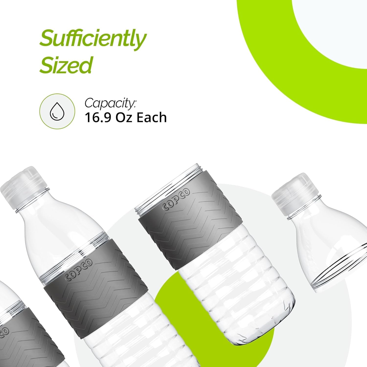 Hydra 20 Oz Tritan Water Bottle with Spill Resistant Lid & Non-Slip Sleeve (Set of 3) - Bpa-Free, Dishwasher Safe, Fits Cup Holders, Great for Gym, Travel, Office - Durable & Lightweight (Grey)