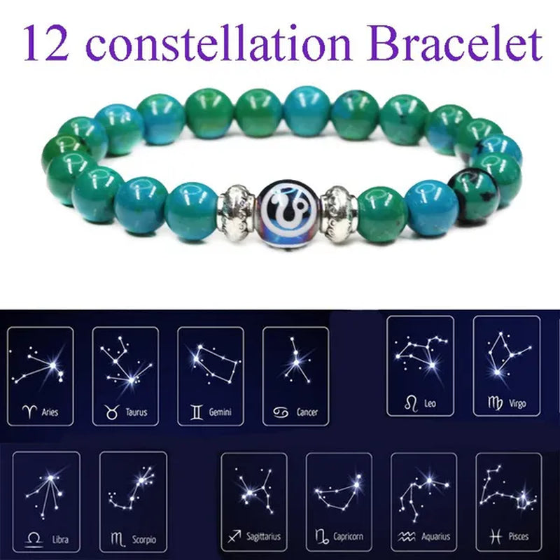8MM 12 Constellation Phoenix Naturel Stone Beads Bracelet
