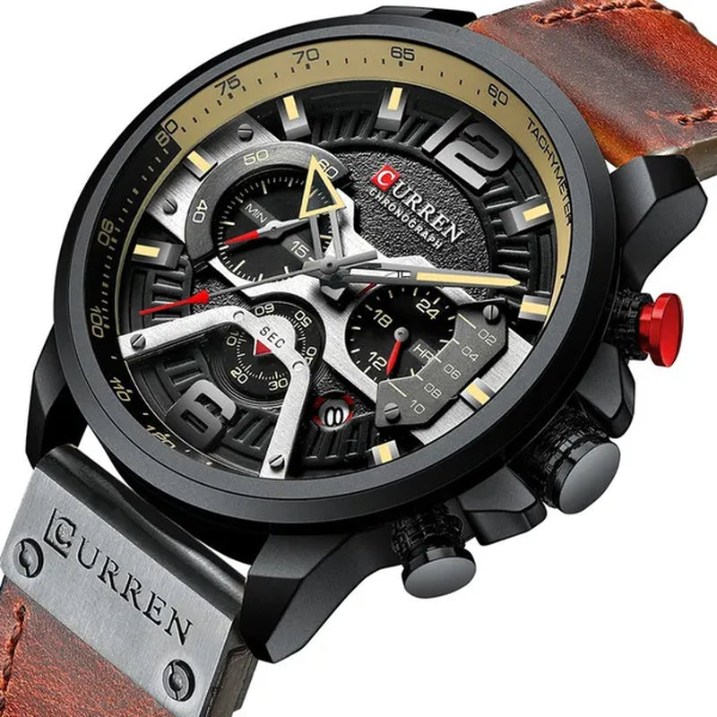 TOP SALE CURREN 8329 Mens Watches with Multi-function Quartz Chronograph Calendar Watch