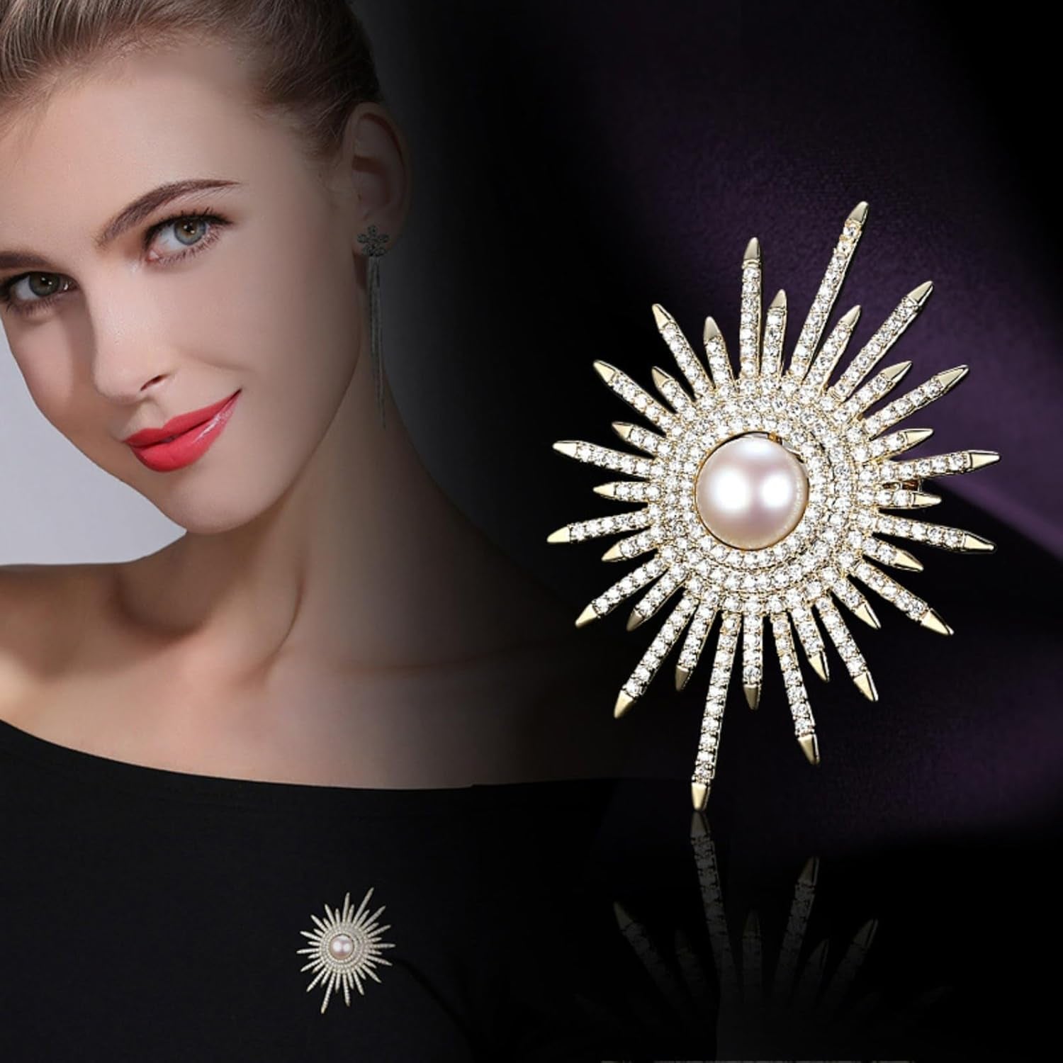 Sunflower Brooch Pins Sunflower Pearl Brooch Pins for Women Sunflower Rhinestone Brooch Pins Flower Brooch Pins Pearl Pins for Clothes Lapel Badge Brooch Pins for Lanyards Backpacks Clothes Hats Jackets