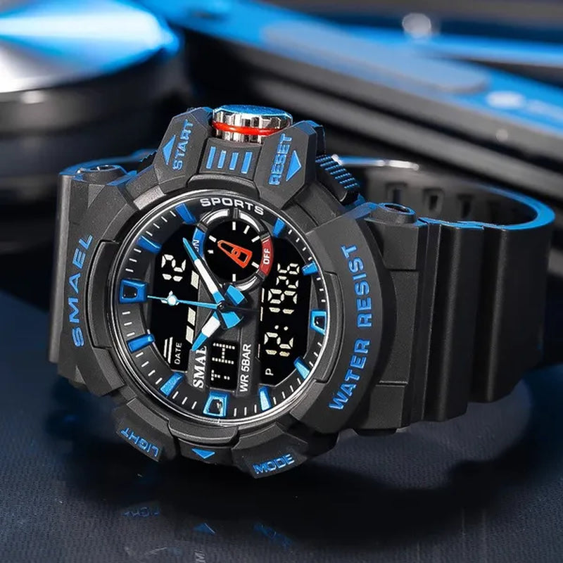 SMAEL Fashion Men Sport Watch Military Watches LED Light Quartz Clock Male Waterproof Wristwatch Stopwatch Big Dial Clock