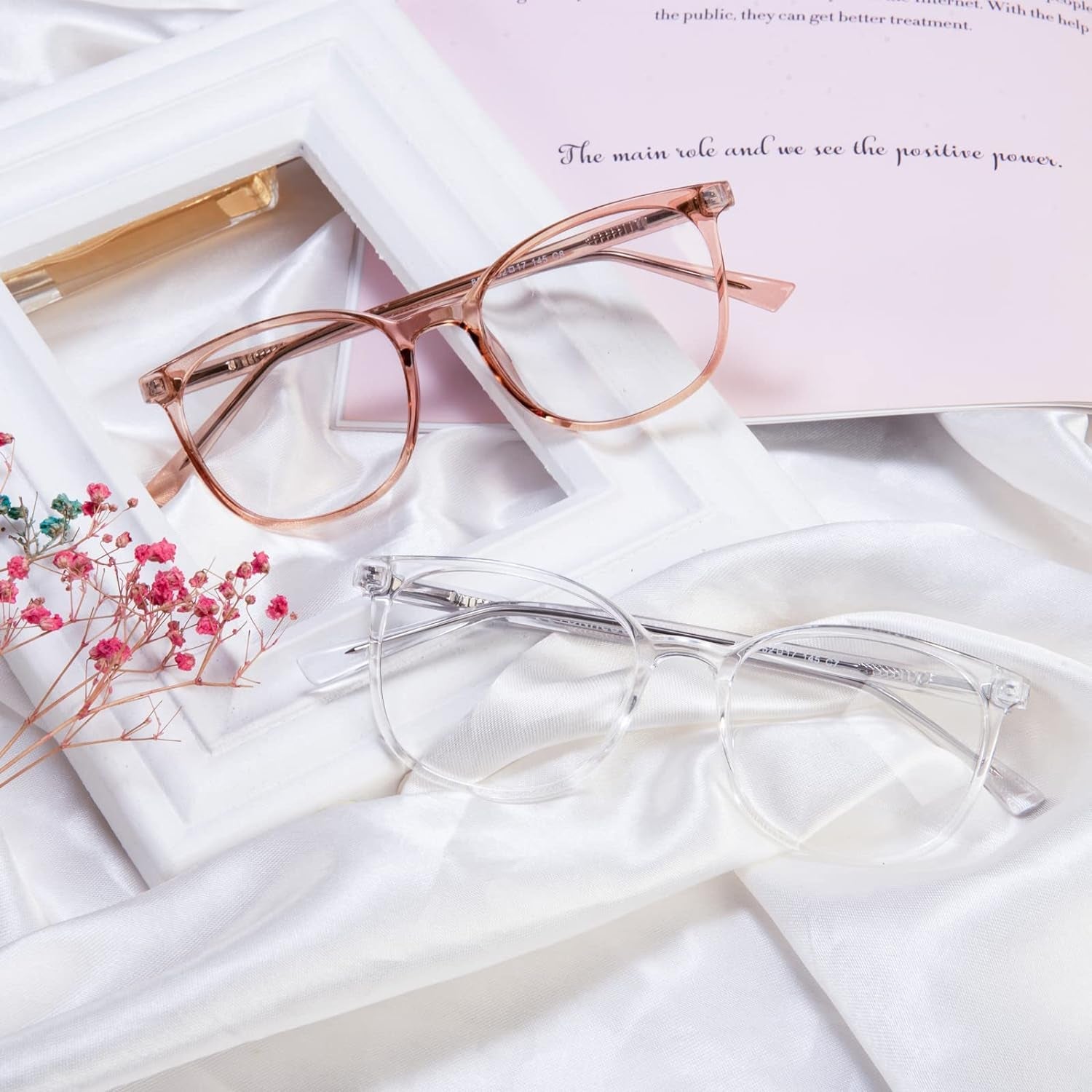 Blue Light Blocking Glasses Fashion Round TR90 Frame Transparent Eyewear Anti UV Computer Glasses for Women Men