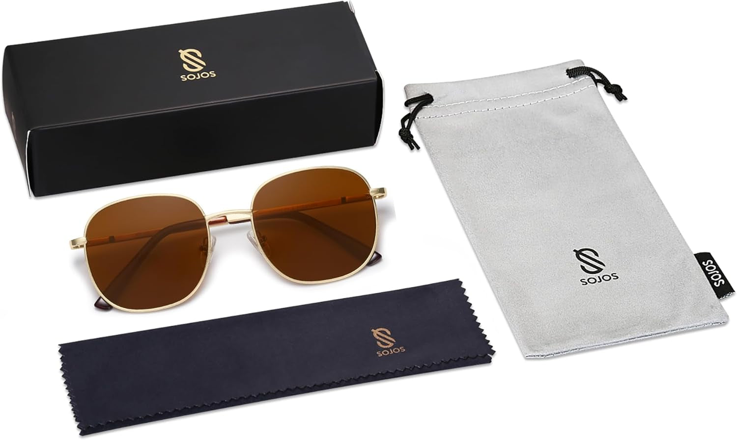Classic Trendy Square Sunglasses for Women Men Cute Big Frame Gold Shades SJ1137